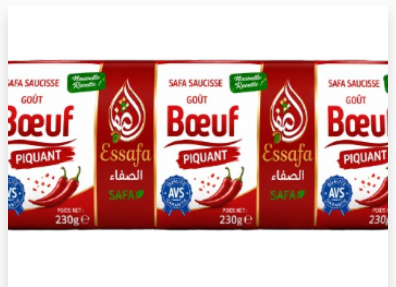 ALJADID MINI SAFA SAUCISSE BOEUF PIQUANT 3 x 230G