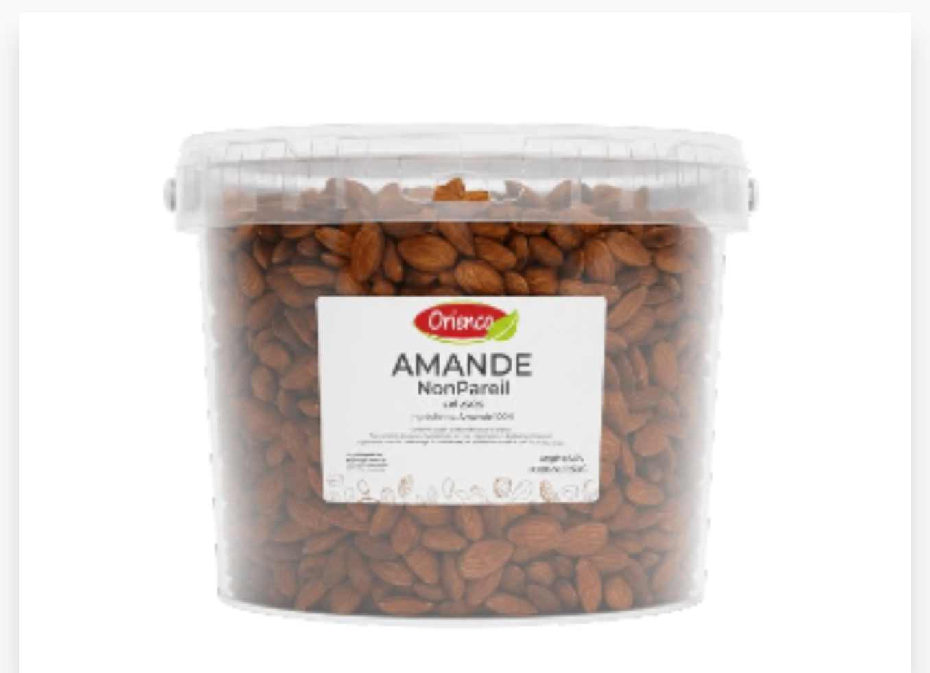 AMANDES NONPAREIL SUPREME 23/25 GRILLEES SALEES SEAU 5KG ORIENCO