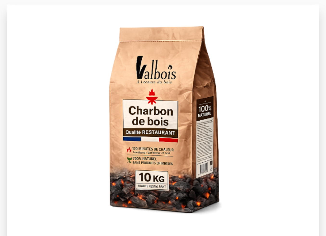 CHARBON 10 KG VALBOIS - QUALITÉ RESTAURANT