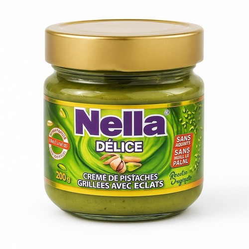 NELLA PATE A TARTINER CREME DE PISTACHES GRILLEES AVEC ECLATS  200G X 12
