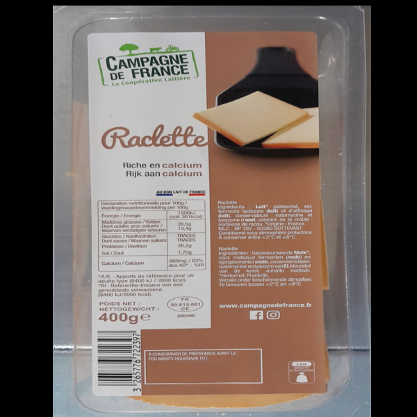 RACLETTE FRAIS TRANCHES 400G